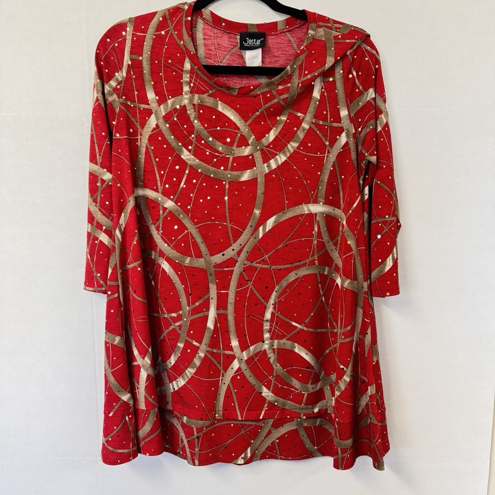 Jo Star‎ Brand. Dressy Red And Gold Top